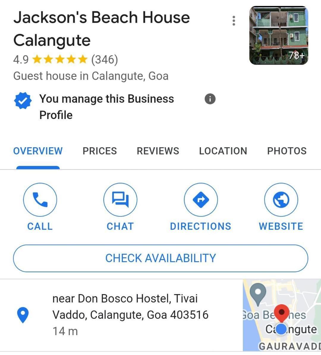 Jackson'S Beach House Калангут Экстерьер фото